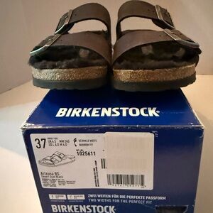 Birkenstock Arizona Desert Dust Two-Strap Sandals in Black M/4, L/6 NEW Narrow